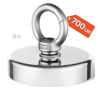 VEVOR Aimant de Pêche Force de Traction Puissante 318 kg, Aimant en Néodyme Terre Rare Super Puissant, Diamètre 60 mm, avec Poignée, Suspension Lourde, pour Récupération en Rivière, Pêche Magnétique