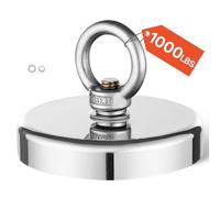 VEVOR Aimant de Pêche Force de Traction Puissante 454 kg, Aimant en Néodyme Terre Rare Super Puissant, Diamètre 69 mm, avec Poignée, Suspension Lourde, pour Récupération en Rivière, Pêche Magnétique