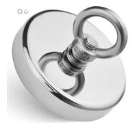VEVOR Aimant de Pêche Force de Traction Puissante 454 kg, Aimant en Néodyme Terre Rare Super Puissant, Diamètre 69 mm, avec Poignée, Suspension Lourde, pour Récupération en Rivière, Pêche Magnétique
