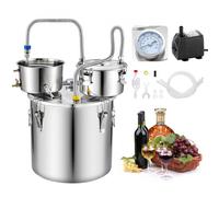 VEVOR Alambic Maison 30 L Distillateur d'Alcool en Inox Qualité Alimentaire, Kit de Distillation Maison pour Whisky Brandy Huile Essentielle, Avec Thumper, Thermomètre Double Affichage et Pompe à Eau