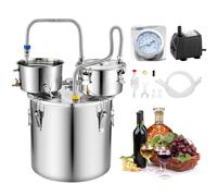 VEVOR Alambic Maison 30 L Distillateur d'Alcool en Inox Qualité Alimentaire, Kit de Distillation Maison pour Whisky Brandy Huile Essentielle, Avec Thumper, Thermomètre Double Affichage et Pompe à Eau