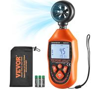 VEVOR Anémomètre Portable -10 ℃ à 45 ℃ Mesure Vitesse du Vent, Température du Vent, Flux d'Air, Refroidissement Éolien, Anémomètre Numérique avec Écran Rétroéclairé LED pour Voile Surf Drone Vol CVC