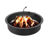 VEVOR Anneau de foyer avec gril de barbecue, diamètre extérieur 1016 mm diamètre intérieur 914,4 mm hauteur 215,9 mm, doublure en acier au carbone, anneau de feu de camp au-dessus ou sol, pour camping
