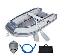 VEVOR Annexe Gonflable, Bateau Pneumatique pour 4 Personnes, avec Plancher en Bois Marin et Banc Réglable en Aluminium, Charge de 453,6 kg, Rames en Aluminium, Pompe à Air et Sac de Transport