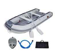 VEVOR Annexe Gonflable, Bateau Pneumatique pour 6 Personnes, avec Plancher en Bois Marin et Banc Réglable en Aluminium, Charge de 680,4 kg, Rames en Aluminium, Pompe à Air et Sac de Transport
