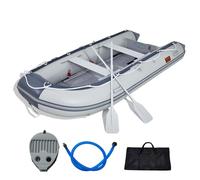 VEVOR Annexe Gonflable, Bateau Pneumatique pour 6 Personnes, avec Plancher en Bois Marin et Banc Réglable en Aluminium, Charge de 680,4 kg, Rames en Aluminium, Pompe à Air et Sac de Transport