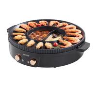 VEVOR Appareil à Fondue Chinoise avec Gril 2-en-1, Hot Pot Électrique 1800 W, Fondue Électrique avec Double Contrôle de Température Séparé, Poêle Antiadhésive, pour Barbecue Coréen Shabu Shabu Hotpot