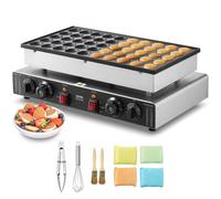 VEVOR Appareil à Pancake 50PCs 43 mm, Crêpière Commerciale 1700 W, Appareil à Poffertjes Dorayaki en Acier Inoxydable Antiadhésif, Température et Temps Réglable, pour Cuisine à Domicile, Restaurant