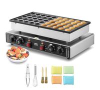 VEVOR Appareil à Pancake 50PCs 43 mm, Crêpière Commerciale 1700 W, Appareil à Poffertjes Dorayaki en Acier Inoxydable Antiadhésif, Température et Temps Réglable, pour Cuisine à Domicile, Restaurant