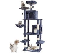 VEVOR Arbre à chat, 174 cm, tour d'escalade à chats avec griffoir en sisal, 2 niches, hamac, perchoir supérieur, plates-formes de saut, balles suspendues, pour activités d'intérieur chats, gris foncé