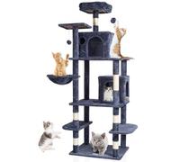 VEVOR Arbre à Chat, 174 cm, Tour d'escalade à Chats avec griffoir en sisal, 2 niches, hamac, perchoir supérieur, Plates-Formes de Saut, balles suspendues, pour activités d'intérieur Chats, Gris foncé