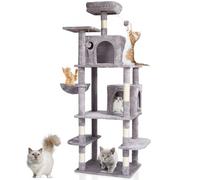 VEVOR Arbre à chat, 174 cm, tour d'escalade à chats avec griffoir en sisal, 2 niches, hamac, perchoir supérieur, plates-formes de saut, balles suspendues, pour activités d'intérieur chats, gris clair