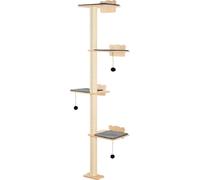 VEVOR Arbre à chat avec 4 niveaux, ensemble de meubles muraux pour chats avec 4 tremplins, étagère murale flottante pour chats jusqu'à 18 kg, perchoir pour chats en pin de 12 mm pour dormir
