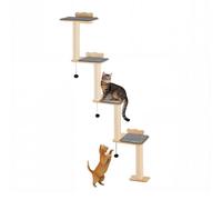VEVOR Arbre à Chat Mural à 4 Niveaux avec 4 Planches à Sauter, étagère Murale Flottante pour Chat jusqu'à 18,1 kg, perchoir en Bois de pin de 12 mm pour Dormir, Jouer et escalader