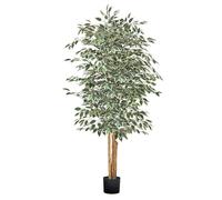 VEVOR Arbre Artificiel, 1,8 m, Plante Artificielle en PE Ficus Artificiel avec Pot Noir, Tronc et Feuilles Vertes Réalistes, Faux Arbre pour Bureau, Salon, Chambre à Coucher, Décoration d'Intérieur