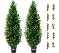 VEVOR Arbre artificiel taillé en forme de cèdre, 121,9 cm de haut (2 pièces), avec feuilles supplémentaires et pot, plante artificielle de pin et de cyprès à feuilles persistantes, set de verdure arti
