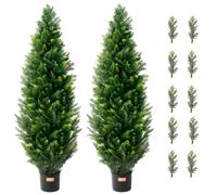 VEVOR Arbre Topiaire Artificiel Cèdre, Lot de 2, 121,9 cm, avec Feuilles Supplémentaires et Pot, Feuilles Persistantes, Résistante aux UV, Ensemble Plante Artificielle pour Déco Intérieur Extérieur