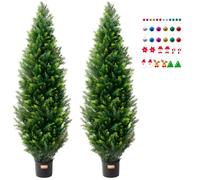 VEVOR Arbre Topiaire Artificiel Cèdre, Lot de 2, 152,4 cm, avec Feuilles Supplémentaires et Pot, Feuilles Persistantes, Résistante aux UV, Ensemble Plante Artificielle pour Déco Intérieur Extérieur