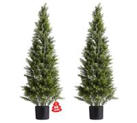 VEVOR Arbre Topiaire Artificiel Cèdre Lot de 2 Faux Pin 1219 mm Plante Artificielle Aspect Réaliste pour Décoration d'Extérieur et d'Intérieur, Porche, Terrasse, Jardin, Balcon, Arrière-Cour, Bureau