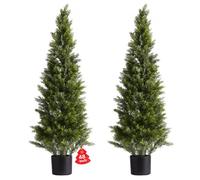VEVOR Arbre Topiaire Artificiel Cèdre Lot de 2 Faux Pin 1219 mm Plante Artificielle Aspect Réaliste pour Décoration d'Extérieur et d'Intérieur, Porche, Terrasse, Jardin, Balcon, Arrière-cour, Bureau