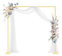 VEVOR Arche de Mariage Carré 2,4 x 2,4 m Support de Fond Arche Stable en Métal avec Tubes Carrés pour Décoration de Mariage, Anniversaire, Remise de Diplômes, Fêtes, Cérémonies, Célébrations, Doré