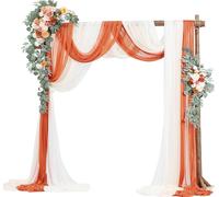 VEVOR Arche de mariage, fleurs orange pour arche de mariage avec rideaux (pack de 5) - 2 compositions florales, 3 rideaux transparents, pour bouquets de cérémonie, décoration de fond de réception