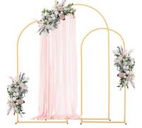 VEVOR Arche de Mariage Lot de 3 Support de Fond Arche 2,2 m 2 m 1,8 m pour Décoration de Mariage, Anniversaires, Remises de Diplômes, Fêtes, Cérémonies, Célébrations, Structure Stable en Métal, Doré
