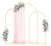 VEVOR Arche de Mariage Lot de 3 Support de Fond Arche 2,4 m 2,2 m 2 m pour Décoration de Mariage, Anniversaires, Remises de Diplômes, Fêtes, Cérémonies, Célébrations, Structure Stable en Métal, Doré
