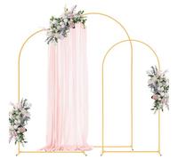 VEVOR Arche de Mariage Lot de 3 Support de Fond Arche 2,4 m 2,2 m 2 m pour Décoration de Mariage, Anniversaires, Remises de Diplômes, Fêtes, Cérémonies, Célébrations, Structure Stable en Métal, Doré