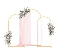 VEVOR Arche de Mariage Support de Fond Arche Métal 2,2 m 2 m 1,8 m Lot de 3 Doré