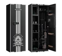VEVOR Armoire à 4 Fusils, Coffre Fort pour Armes à Feu 2 Façons de Verrouillage Mot de Passe et Clés, pour Arms Longues Pistolets Munitions, Armoire Forte Numérique en Acier, Assemblage Requis