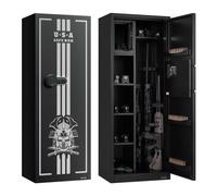 VEVOR Armoire à 4 Fusils, Coffre-Fort pour Armes à Feu 2 Façons de Verrouillage par Clavier Numérique et Clés, avec 3 Emplacements pour Munitions et 2 Supports Réglables, pour Pistolets Domicile