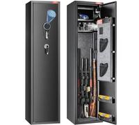 VEVOR Armoire à 5 fusils, coffre-fort pour fusils avec serrure et clavier numérique, rangement pour fusils avec casier de rangement intégré, étagère amovible pour arme longue et pistolet domestiques