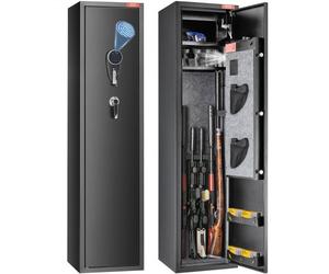 VEVOR Armoire à 5 fusils, coffre-fort pour fusils avec serrure et clavier numérique, rangement pour fusils avec casier de rangement intégré, étagère amovible pour arme longue et pistolet domestiques