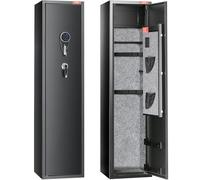 VEVOR Armoire à 7-8 Fusils, Coffre-Fort pour Armes à Feu avec 2 Façons de Verrouillage Clavier Numérique et Clés, avec Casier Intégré et Étagère Amovible, pour Rangements des Armes Longues, Maison