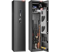 VEVOR Armoire à 6 Fusils, Coffre-Fort pour Armes à Feu avec 2 Façons de Verrouillage Clavier Numérique et Clés, avec Casier Intégré et Étagère Amovible, pour Rangements des Armes Longues, Maison