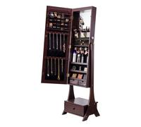 VEVOR Armoire à Bijoux avec Miroir Organisateur de Bijoux avec Rangement Marron