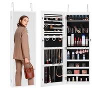 VEVOR Armoire à Bijoux Mural avec Miroir Organisateur Verrouillable 108 cm Blanc