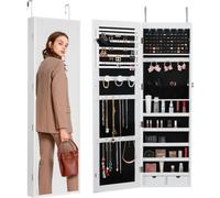 VEVOR armoire à bijoux verrouillable armoire à bijoux miroir de 1,2m de haut, rangement de bijoux avec miroir intégral, organiseur de bijoux miroir, blanc