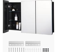VEVOR Armoire à glace armoire à pharmacie (1017 x 135 x 647 mm) pour salle de bains avec 3 portes & 3 miroirs, montage encastré et mural, cadre en aluminium, armoire de bain