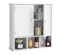 VEVOR Armoire murale de salle de bain, 2 portes et étagère réglable, armoire à pharmacie de rangement au-dessus des toilettes, organiseur suspendu avec cloison ouverte pour buanderie, cuisine, blanc