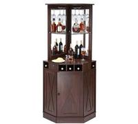 VEVOR Armoire à Vin Industrielle de Coin Bois avec Porte-Verres pour Maison Bar Domicile Marron
