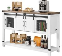 VEVOR Armoire-bar à café 120 x 39,8 x 83 cm Armoire-bar à café de ferme avec 4 niveaux de rangement, table de bar à café avec portes de grange, buffet-armoire pour le salon Entrée
