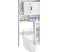 VEVOR Armoire de rangement au-dessus des toilettes, 66.14 in Height Bathroom Storage Organizer with Double Door and Adjustable Shelf, Bathroom Space Saver Organizer Above Toilet with Open Shelf, White