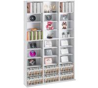 VEVOR Armoire de rangement CD/DVD, réglable avec 27 compartiments, étagère à DVD à 9 couches pour 756 CD, protège et organise les collections de musique, de films, de jeux vidéo ou de souvenirs, blanc