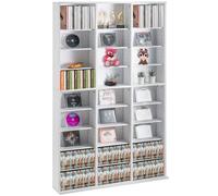 VEVOR Armoire de rangement CD/DVD, réglable avec 27 compartiments, étagère à DVD à 9 couches pour 756 CD, protège et organise les collections de musique, de films, de jeux vidéo ou de souvenirs, blanc