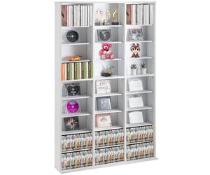 VEVOR Armoire de rangement CD/DVD, réglable avec 27 compartiments, étagère à DVD à 9 couches pour 756 CD, protège et organise les collections de musique, de films, de jeux vidéo ou de souvenirs, blanc