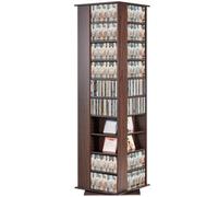 VEVOR Armoire de rangement CD/DVD, rotatif avec 34 compartiments, étagère à DVD à 10 couches pour 1040 CD, protège et organise les collections de musique, de jeux vidéo ou de souvenirs, marron foncé