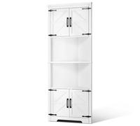 Armoire d'angle VEVOR, armoire de stockage avec 6 étagères, armoire polyvalente (hauteur 171 cm) avec 4 portes en bois et étagères réglables pour salon, buanderie, blanc