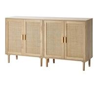 VEVOR Armoire en rotin Lot de 2 - 4 portes magnétiques, étagères réglables 160×37,5×88 cm